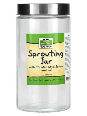 🌱NOW Foods 1/2 Gallon Glass Sprouting Jar w Stainless Steel Mesh Lid🌱 🆕